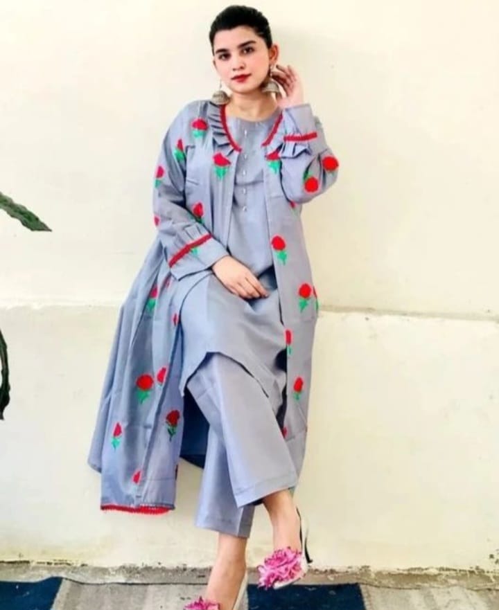 Silk Fancy Gown 3pc – Elegant, Soft, Premium Quality Outfit in Large Size