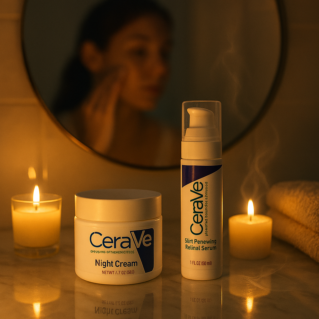 CeraVe Skincare Set – Retinol Serum, Night Cream, Acne Cleanser & SPF 50 Sunscreen