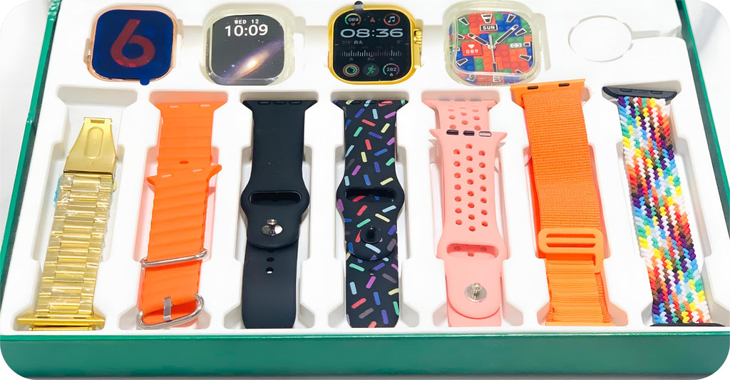 i50 Smart Watch Bundle – 7 Straps, 2 Watches & 2 Covers | Stylish, Durable & Perfect All-in-One Set