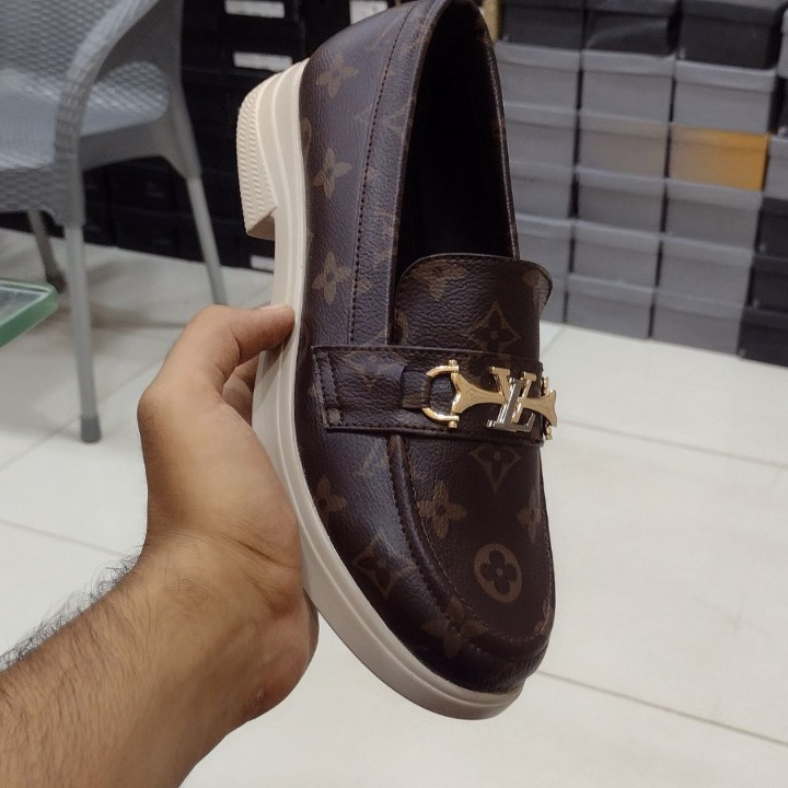 Women’s Brown Loafers | Elegant Shoes with Gold Buckle for Casual & Formal Wear