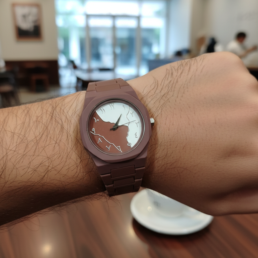 Brown & White Aura Watch – Elegant, Stylish, Durable, Clear Display for Daily Wear